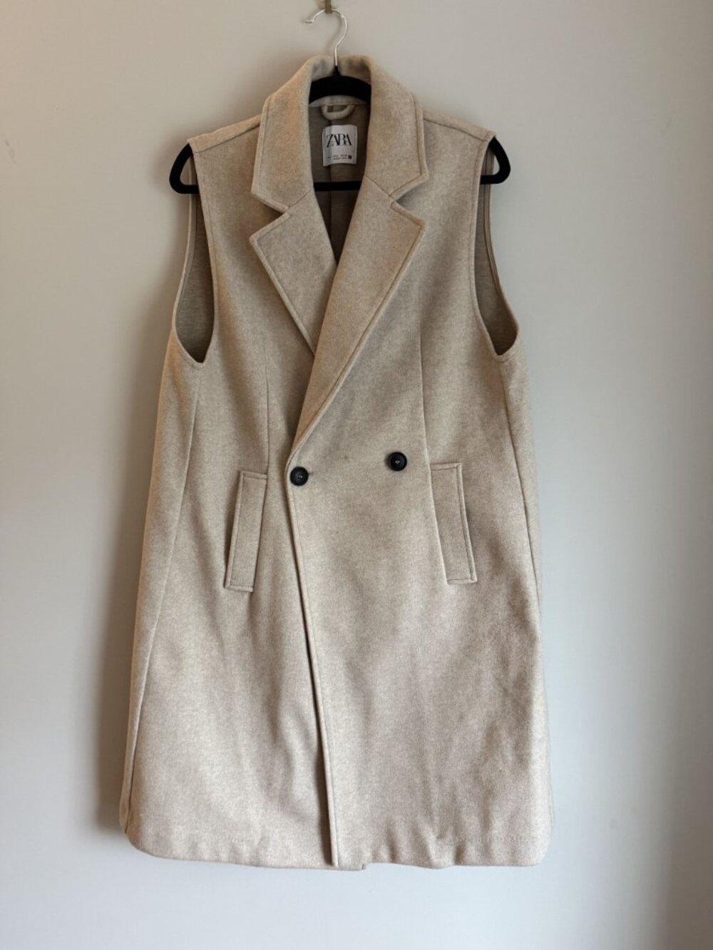 Zara Womens Tan Sleeveless Boyfriend Trench Vest Size L [jb] - Picture 4 of 9